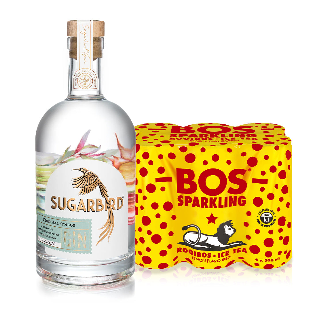 Sugarbird Original Fynbos Gin + BOS Sparkling Lemon Iced Tea Combo