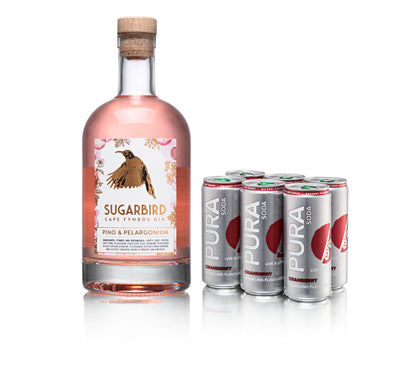 Sugarbird Pino & Pelargonium Gin + PURA Soda Cranberry Bundle