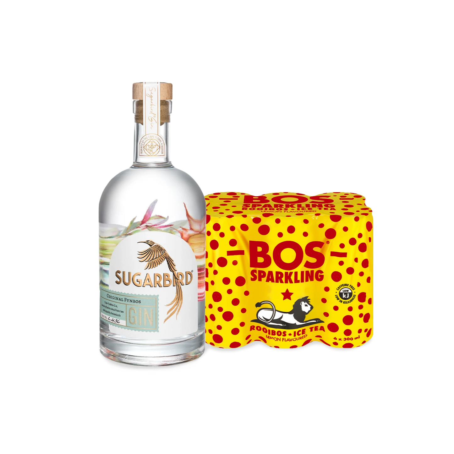 Sugarbird Original Fynbos Gin + BOS Sparkling Lemon Iced Tea Combo